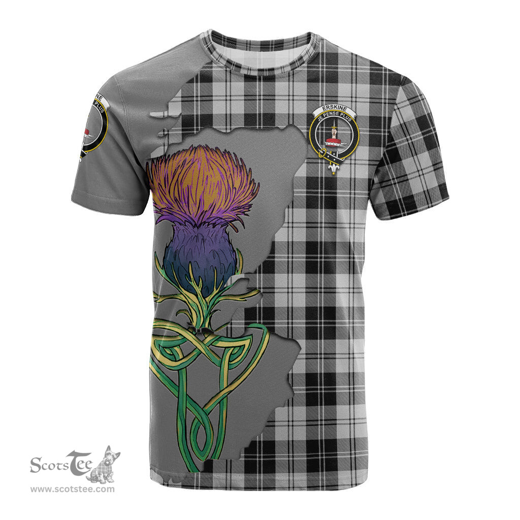 Scottish Erskine Black and White Clan Tartan with Thistle and Scotland Map Tartan Plaid T Shirt Scottish Plaid Tartan Plaid - ScotsTee - scotstee.com