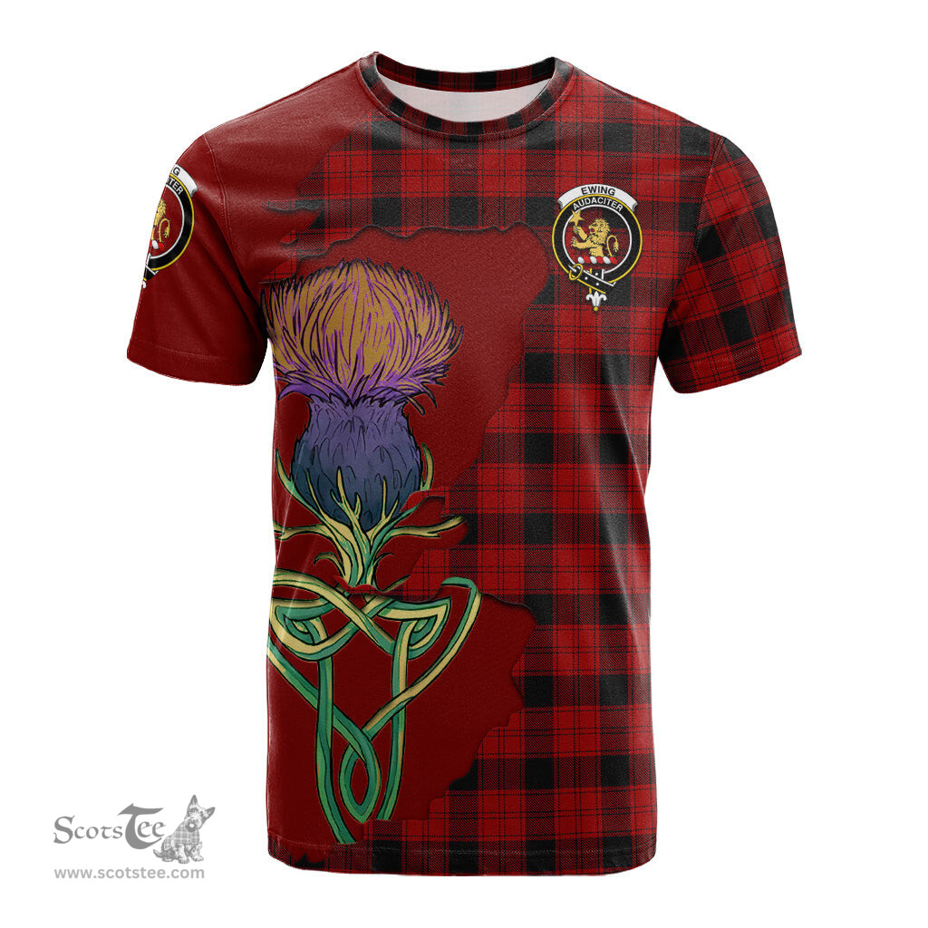 Scottish Ewing Clan Tartan with Thistle and Scotland Map Tartan Plaid T Shirt Scottish Plaid Tartan Plaid - ScotsTee - scotstee.com