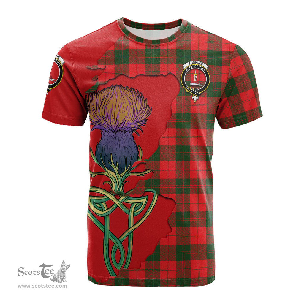 Scottish Erskine Modern Clan Tartan with Thistle and Scotland Map Tartan Plaid T Shirt Scottish Plaid Tartan Plaid - ScotsTee - scotstee.com