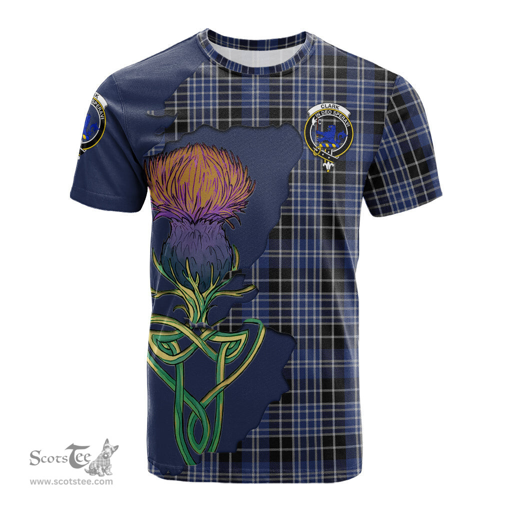 Scottish Clark (Lion) Clan Tartan with Thistle and Scotland Map Tartan Plaid T Shirt Scottish Plaid Tartan Plaid - ScotsTee - scotstee.com