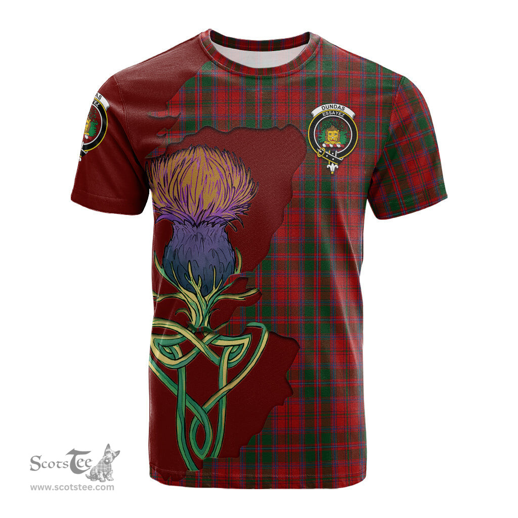 Scottish Dundas Red Clan Tartan with Thistle and Scotland Map Tartan Plaid T Shirt Scottish Plaid Tartan Plaid - ScotsTee - scotstee.com