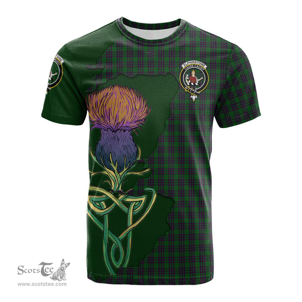 Scottish Elphinstone Clan Tartan with Thistle and Scotland Map Tartan Plaid T Shirt Scottish Plaid Tartan Plaid - ScotsTee - scotstee.com