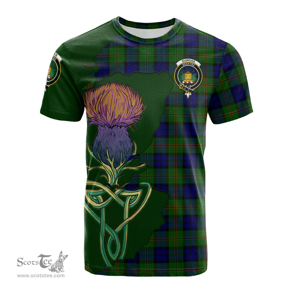 Scottish Dundas Modern Clan Tartan with Thistle and Scotland Map Tartan Plaid T Shirt Scottish Plaid Tartan Plaid - ScotsTee - scotstee.com