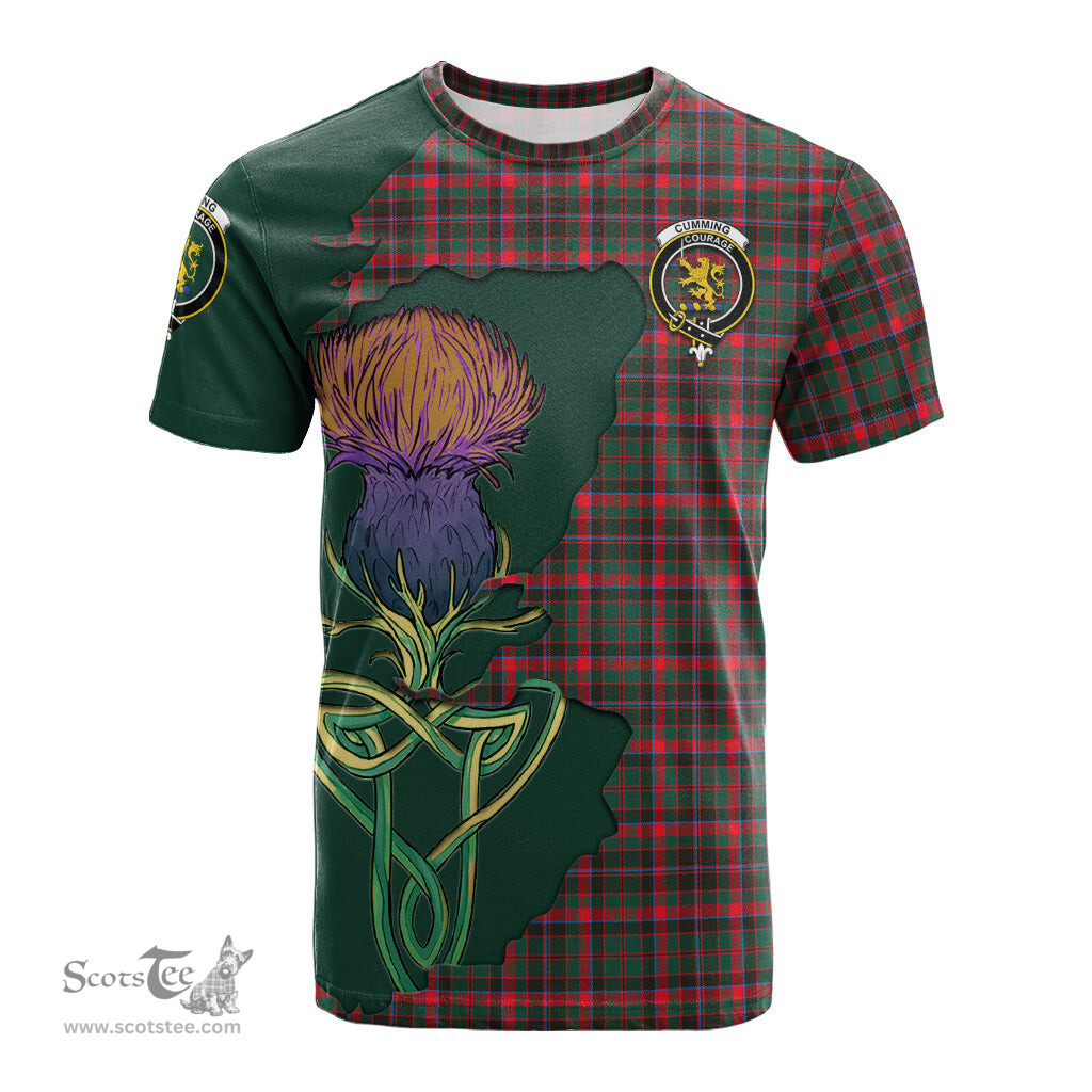 Scottish Cumming Hunting Modern Clan Tartan with Thistle and Scotland Map Tartan Plaid T Shirt Scottish Plaid Tartan Plaid - ScotsTee - scotstee.com