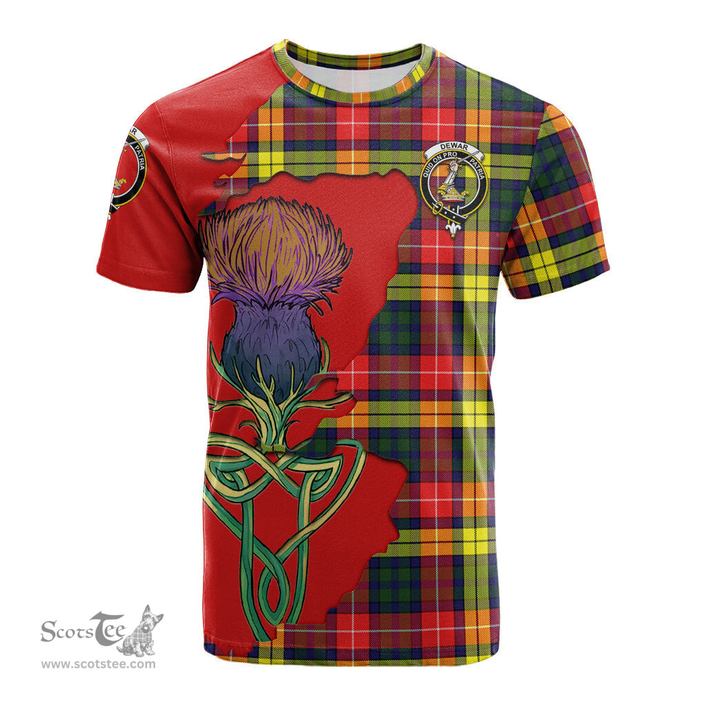 Scottish Dewar Clan Tartan with Thistle and Scotland Map Tartan Plaid T Shirt Scottish Plaid Tartan Plaid - ScotsTee - scotstee.com
