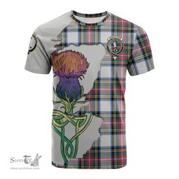 Scottish Dennistoun Clan Tartan with Thistle and Scotland Map Tartan Plaid T Shirt Scottish Plaid Tartan Plaid - ScotsTee - scotstee.com