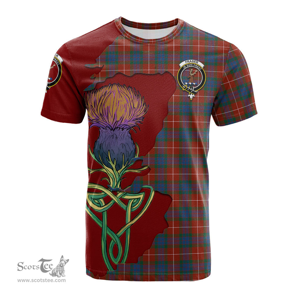 Scottish Fraser Ancient Clan Tartan with Thistle and Scotland Map Tartan Plaid T Shirt Scottish Plaid Tartan Plaid - ScotsTee - scotstee.com
