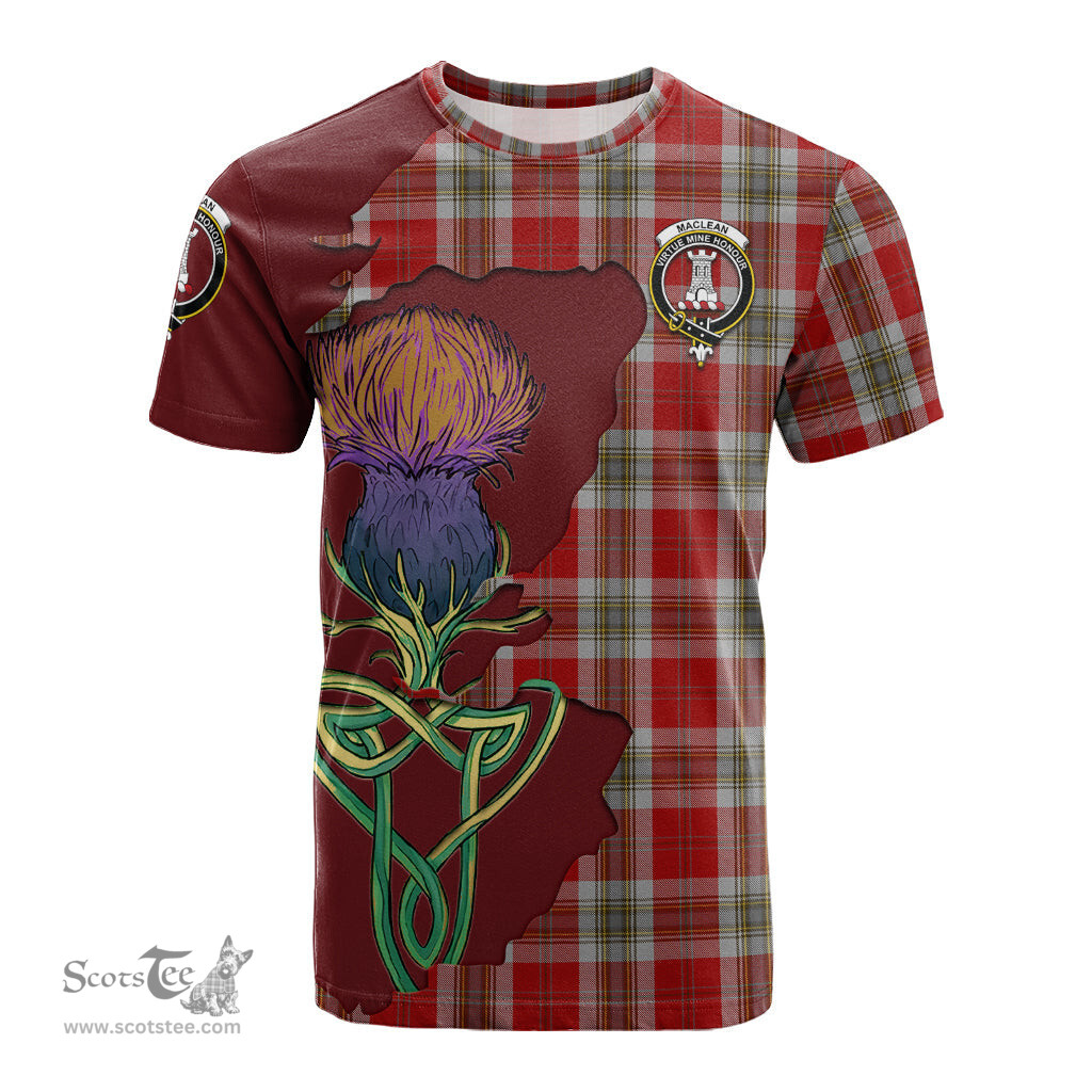 Scottish MacLean of Duart Dress Red Clan Tartan with Thistle and Scotland Map Tartan Plaid T Shirt Scottish Plaid Tartan Plaid - ScotsTee - scotstee.com