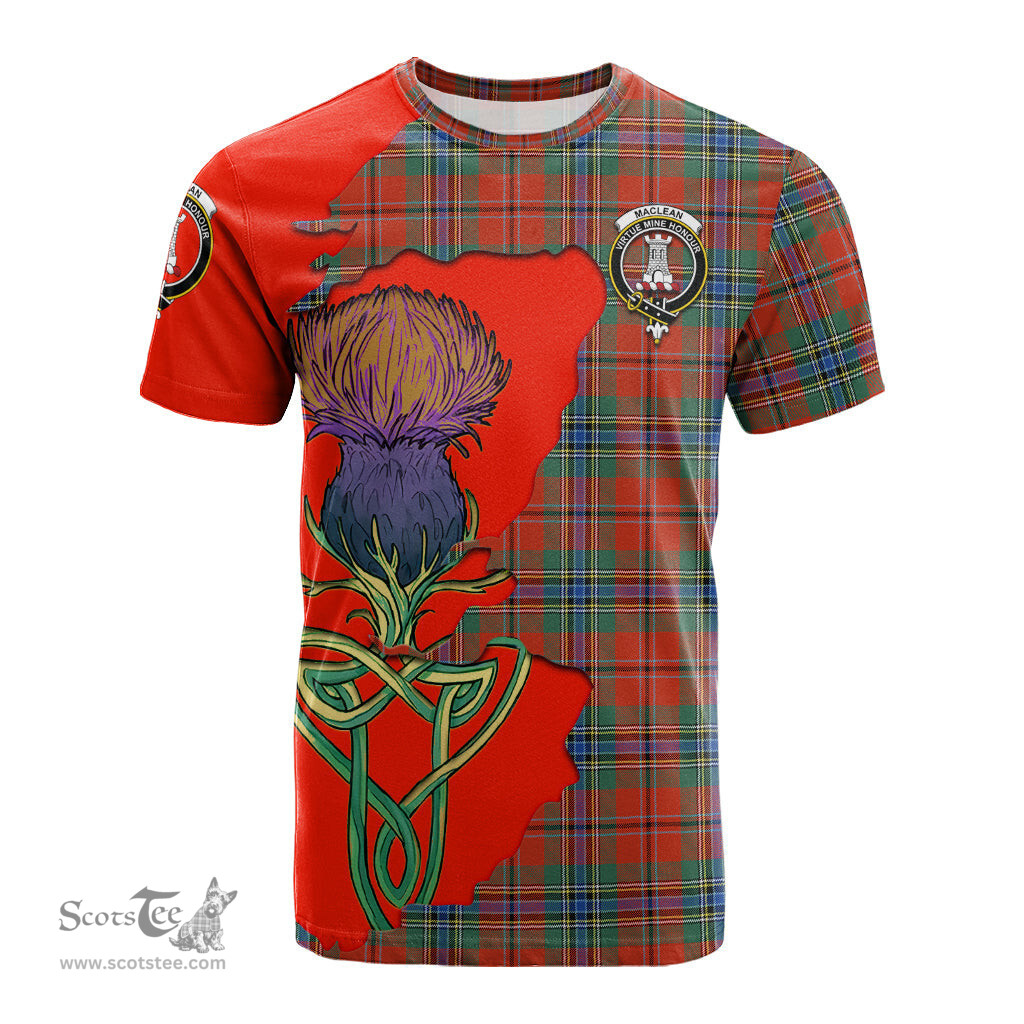 Scottish MacLean of Duart Ancient Clan Tartan with Thistle and Scotland Map Tartan Plaid T Shirt Scottish Plaid Tartan Plaid - ScotsTee - scotstee.com