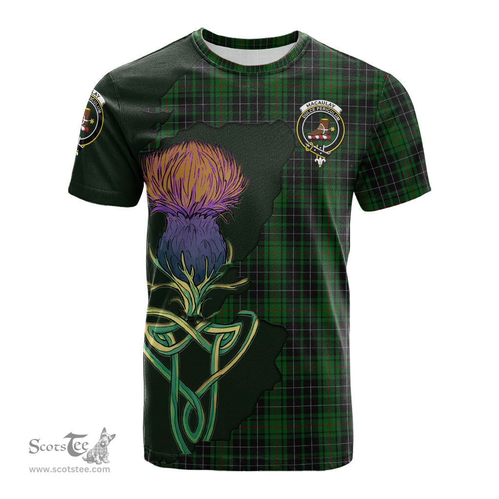 Scottish MacAulay Hunting Clan Tartan with Thistle and Scotland Map Tartan Plaid T Shirt Scottish Plaid Tartan Plaid - ScotsTee - scotstee.com