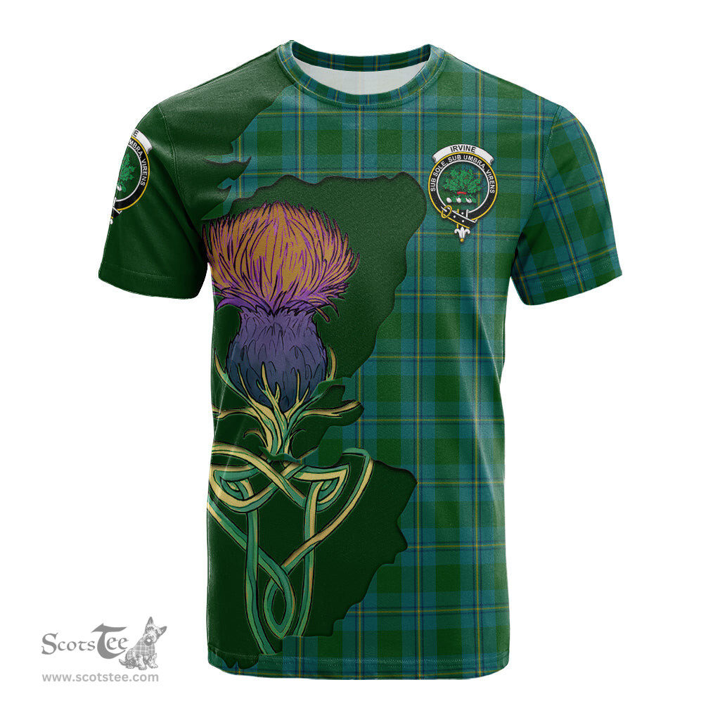 Scottish Irvine of Bonshaw Clan Tartan with Thistle and Scotland Map Tartan Plaid T Shirt Scottish Plaid Tartan Plaid - ScotsTee - scotstee.com