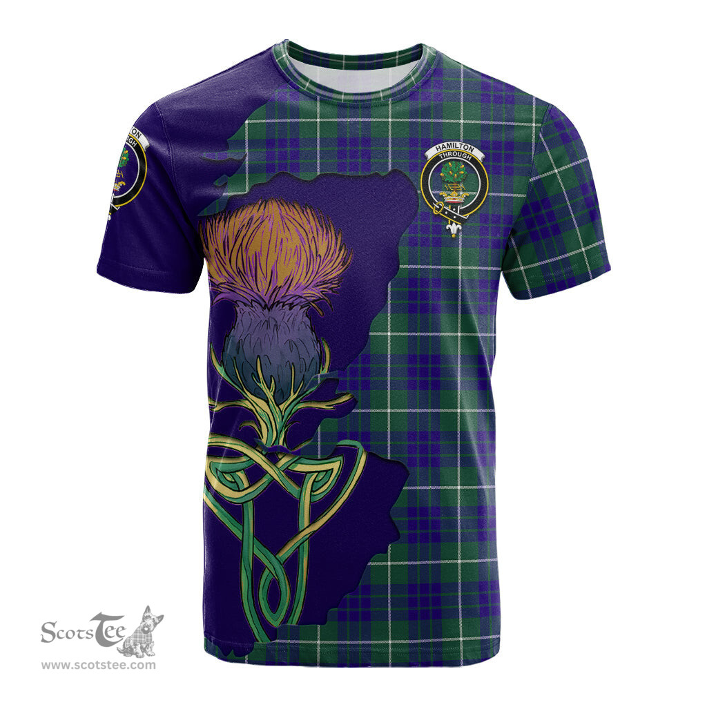 Scottish Hamilton Hunting Modern Clan Tartan with Thistle and Scotland Map Tartan Plaid T Shirt Scottish Plaid Tartan Plaid - ScotsTee - scotstee.com