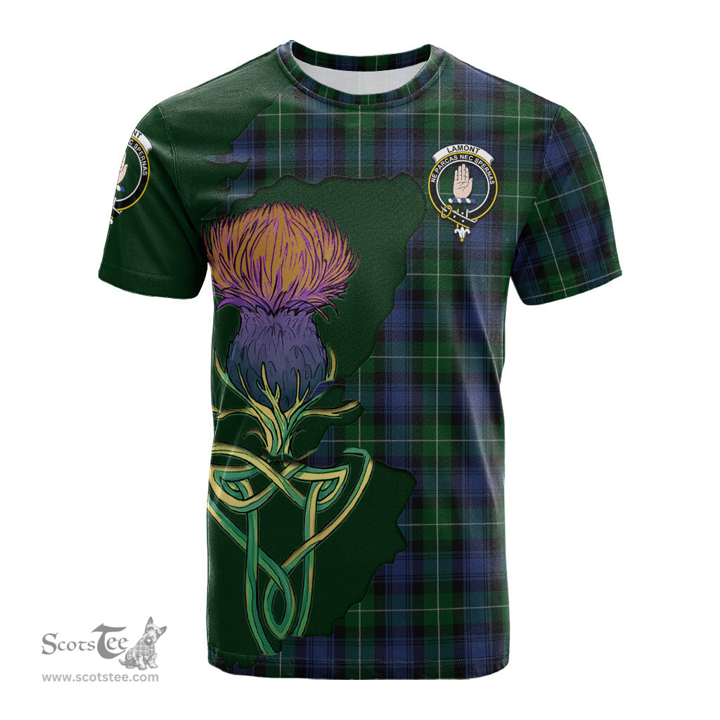 Scottish Lamont #2 Clan Tartan with Thistle and Scotland Map Tartan Plaid T Shirt Scottish Plaid Tartan Plaid - ScotsTee - scotstee.com