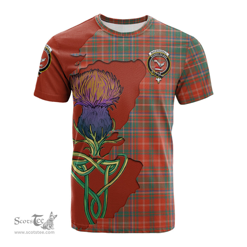 Scottish MacDougall Ancient Clan Tartan with Thistle and Scotland Map Tartan Plaid T Shirt Scottish Plaid Tartan Plaid - ScotsTee - scotstee.com