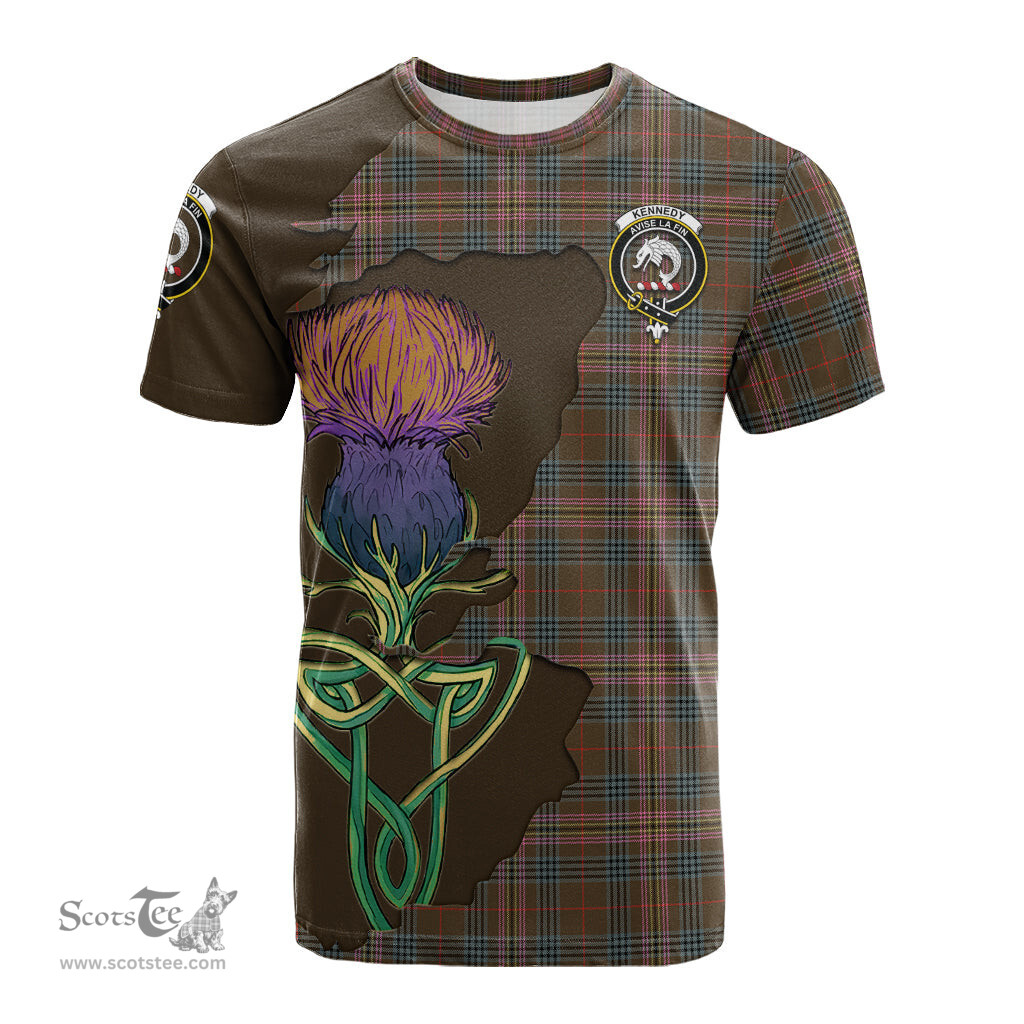 Scottish Kennedy Weathered Clan Tartan with Thistle and Scotland Map Tartan Plaid T Shirt Scottish Plaid Tartan Plaid - ScotsTee - scotstee.com