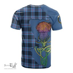Scottish MacKay Blue Clan Tartan with Thistle and Scotland Map Tartan Plaid T Shirt Scottish Plaid Tartan Plaid - ScotsTee - scotstee.com