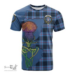 Scottish MacKay Blue Clan Tartan with Thistle and Scotland Map Tartan Plaid T Shirt Scottish Plaid Tartan Plaid - ScotsTee - scotstee.com