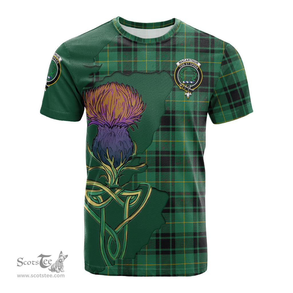 Scottish MacArthur Ancient Clan Tartan with Thistle and Scotland Map Tartan Plaid T Shirt Scottish Plaid Tartan Plaid - ScotsTee - scotstee.com