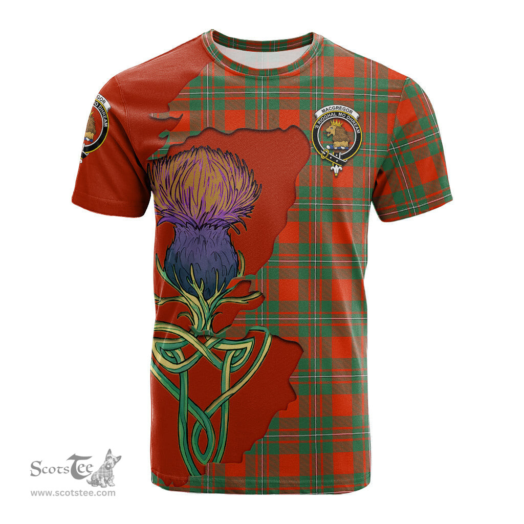 Scottish MacGregor Ancient Clan Tartan with Thistle and Scotland Map Tartan Plaid T Shirt Scottish Plaid Tartan Plaid - ScotsTee - scotstee.com