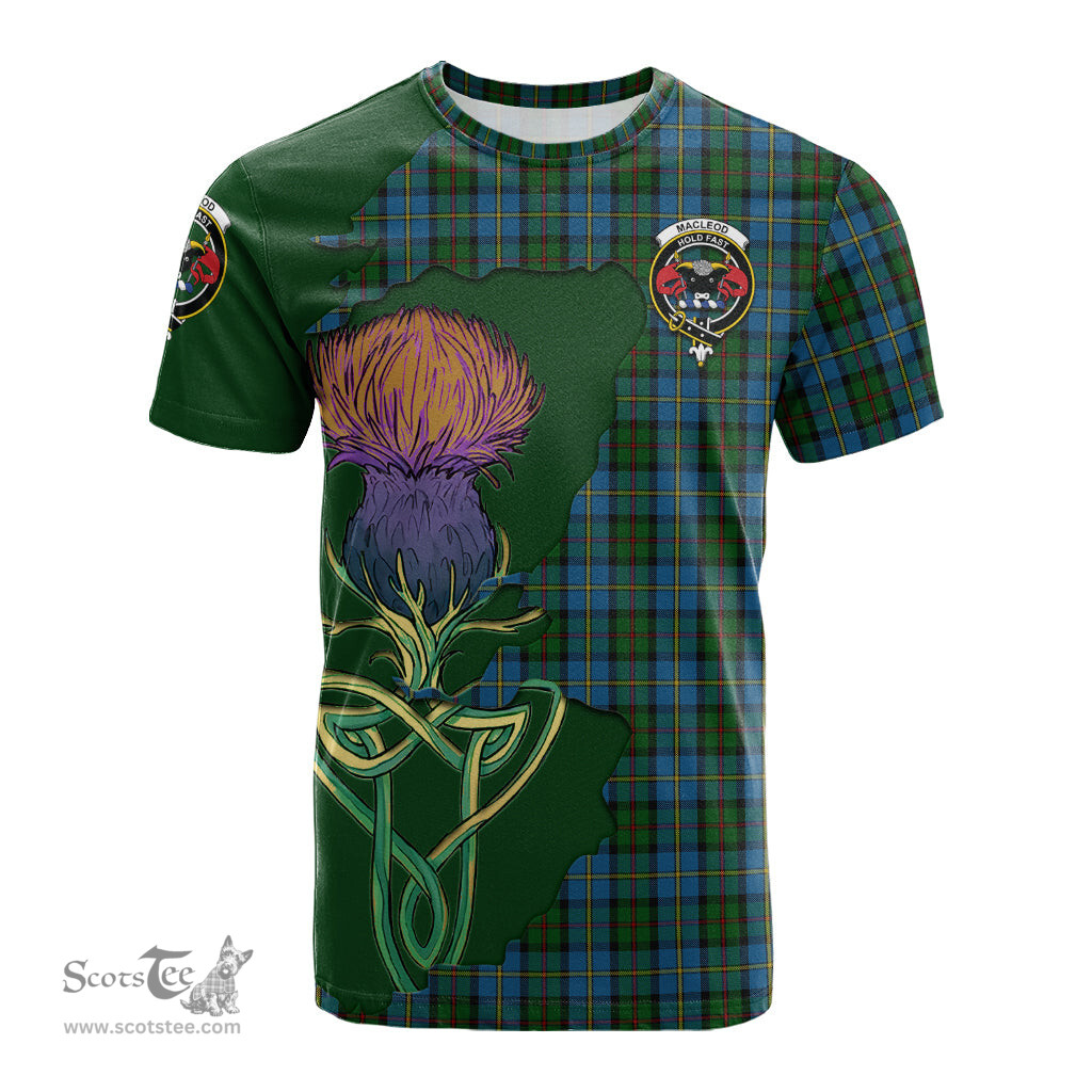Scottish MacLeod Green Clan Tartan with Thistle and Scotland Map Tartan Plaid T Shirt Scottish Plaid Tartan Plaid - ScotsTee - scotstee.com