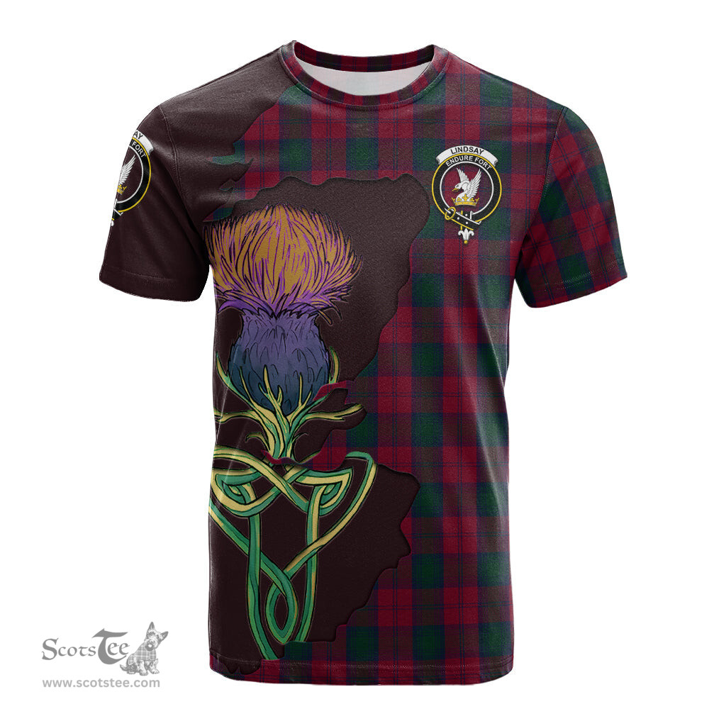 Scottish Lindsay Clan Tartan with Thistle and Scotland Map Tartan Plaid T Shirt Scottish Plaid Tartan Plaid - ScotsTee - scotstee.com