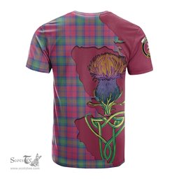 Scottish Lindsay Ancient Clan Tartan with Thistle and Scotland Map Tartan Plaid T Shirt Scottish Plaid Tartan Plaid - ScotsTee - scotstee.com