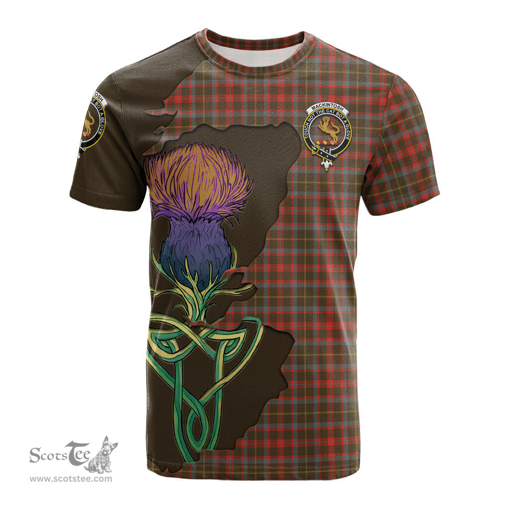 Scottish MacKintosh Hunting Weathered Clan Tartan with Thistle and Scotland Map Tartan Plaid T Shirt Scottish Plaid Tartan Plaid - ScotsTee - scotstee.com