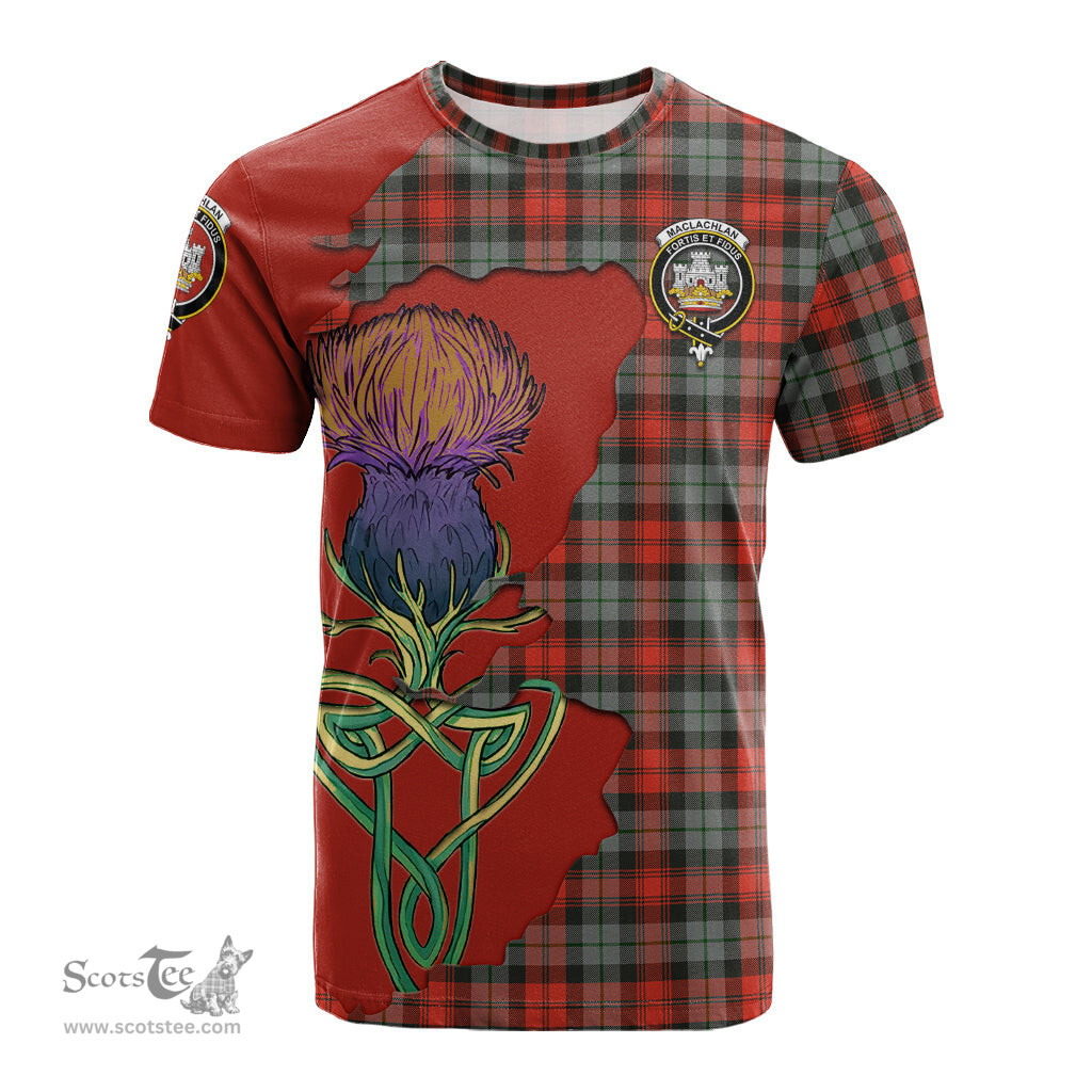 Scottish MacLachlan Weathered Clan Tartan with Thistle and Scotland Map Tartan Plaid T Shirt Scottish Plaid Tartan Plaid - ScotsTee - scotstee.com