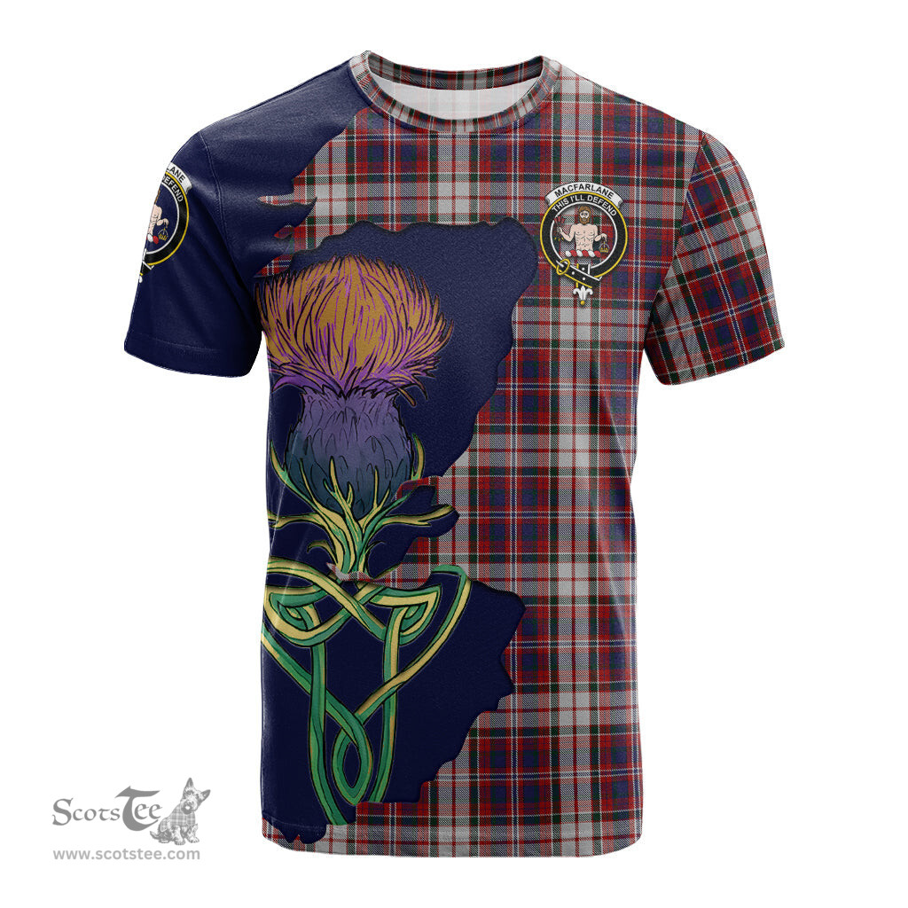 Scottish MacFarlane Dress Clan Tartan with Thistle and Scotland Map Tartan Plaid T Shirt Scottish Plaid Tartan Plaid - ScotsTee - scotstee.com