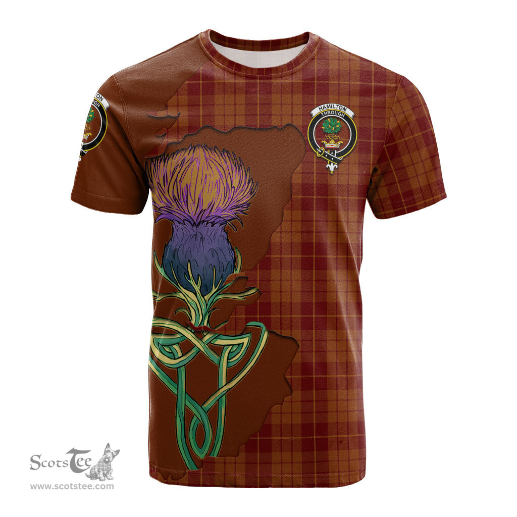 Scottish Hamilton Red Clan Tartan with Thistle and Scotland Map Tartan Plaid T Shirt Scottish Plaid Tartan Plaid - ScotsTee - scotstee.com