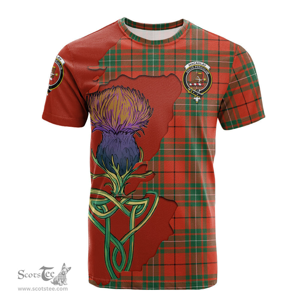 Scottish MacAulay Ancient Clan Tartan with Thistle and Scotland Map Tartan Plaid T Shirt Scottish Plaid Tartan Plaid - ScotsTee - scotstee.com