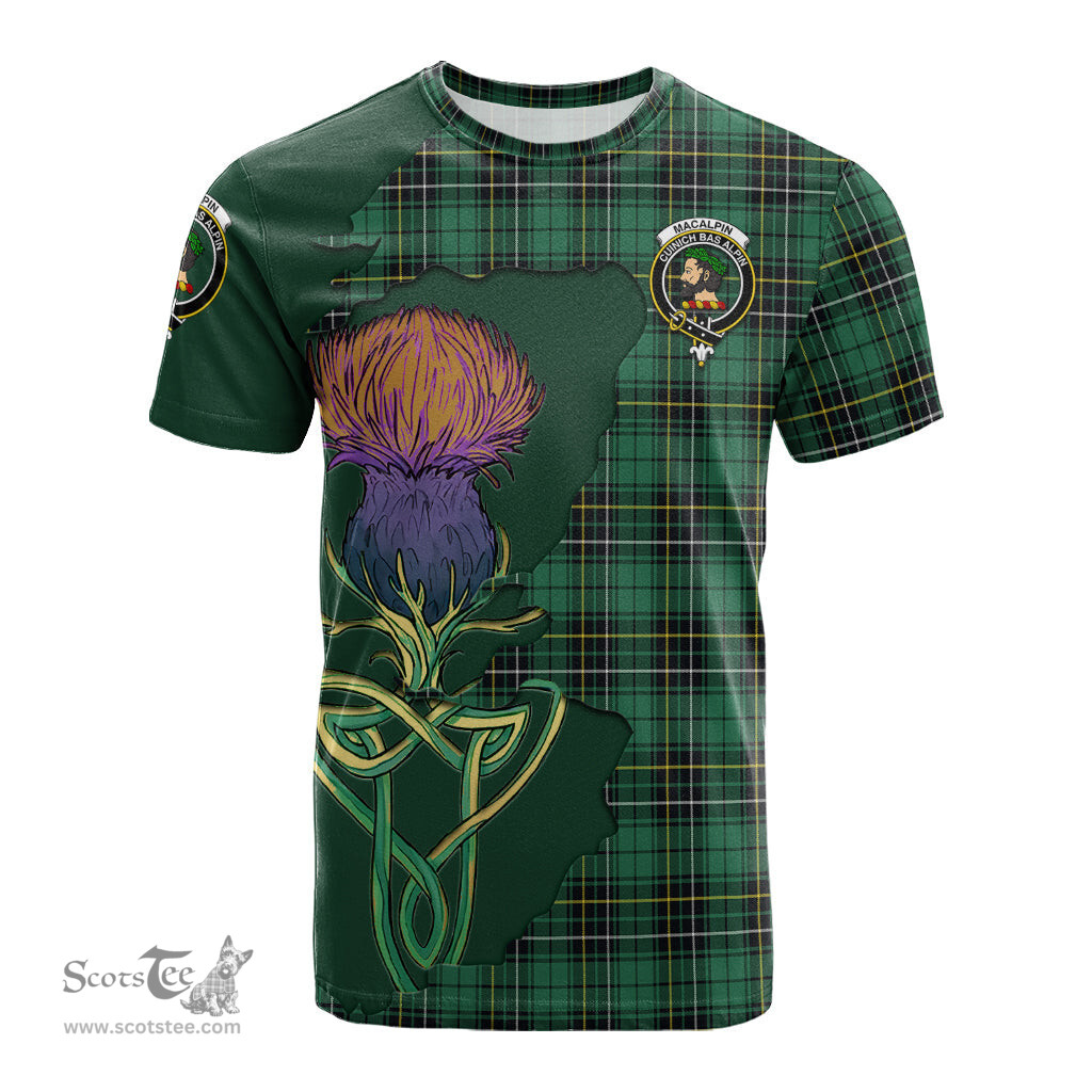Scottish MacAlpin Ancient Clan Tartan with Thistle and Scotland Map Tartan Plaid T Shirt Scottish Plaid Tartan Plaid - ScotsTee - scotstee.com