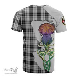 Scottish MacLeod Black and White Clan Tartan with Thistle and Scotland Map Tartan Plaid T Shirt Scottish Plaid Tartan Plaid - ScotsTee - scotstee.com