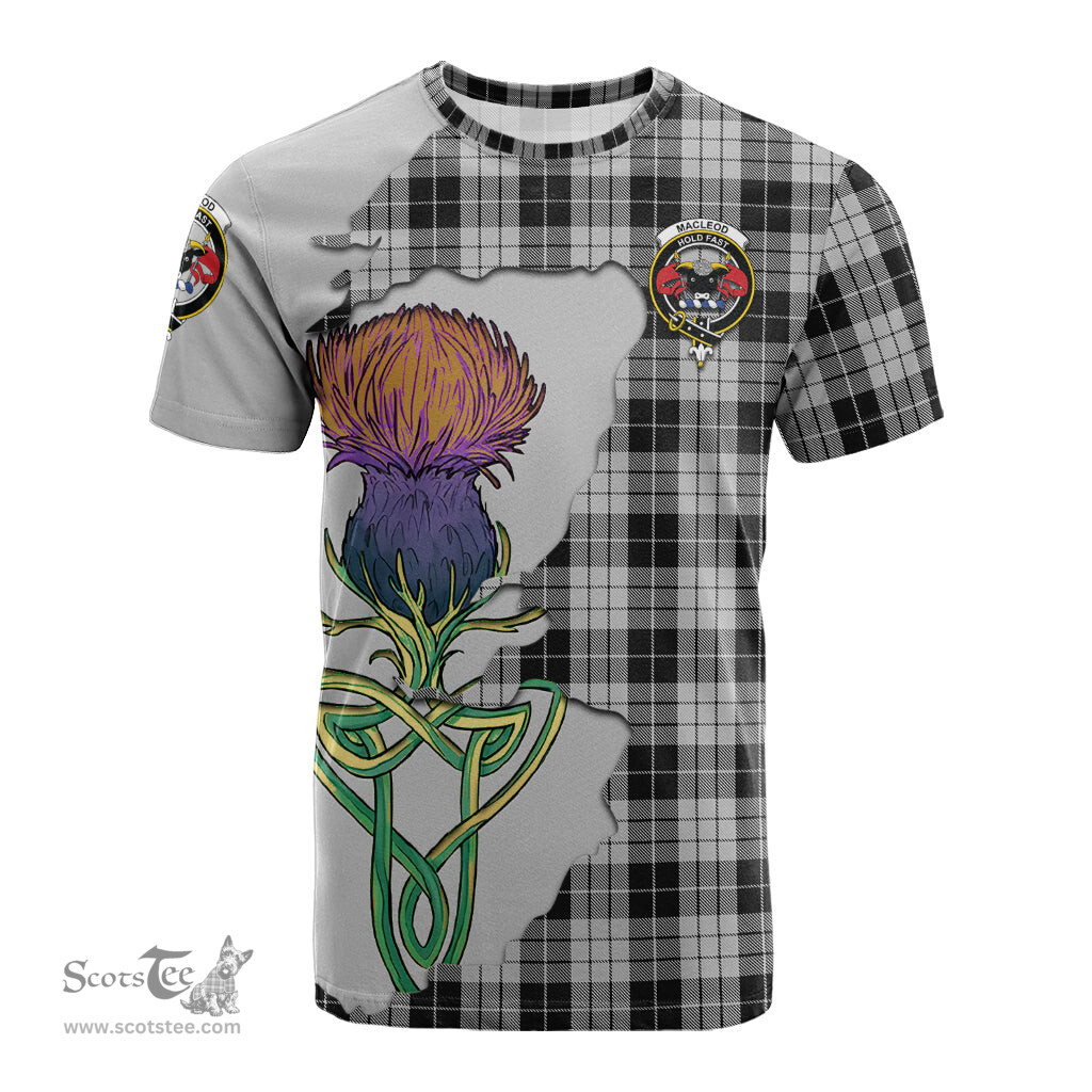 Scottish MacLeod Black and White Clan Tartan with Thistle and Scotland Map Tartan Plaid T Shirt Scottish Plaid Tartan Plaid - ScotsTee - scotstee.com
