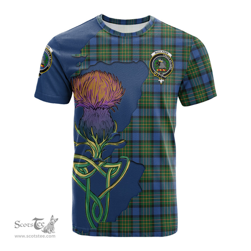 Scottish MacLaren Ancient Clan Tartan with Thistle and Scotland Map Tartan Plaid T Shirt Scottish Plaid Tartan Plaid - ScotsTee - scotstee.com