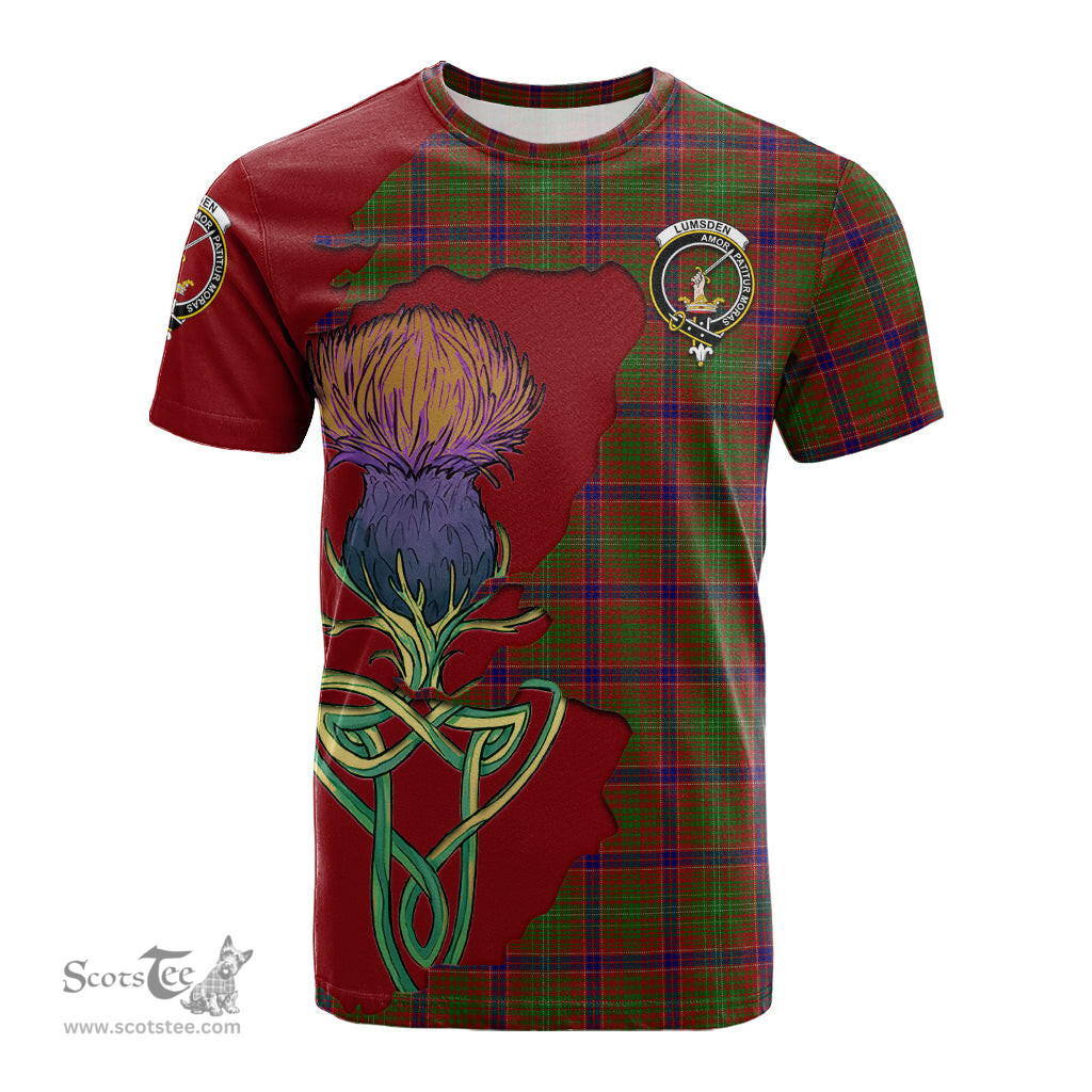 Scottish Lumsden Clan Tartan with Thistle and Scotland Map Tartan Plaid T Shirt Scottish Plaid Tartan Plaid - ScotsTee - scotstee.com