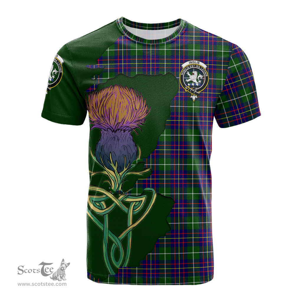 Scottish Inglis Modern Clan Tartan with Thistle and Scotland Map Tartan Plaid T Shirt Scottish Plaid Tartan Plaid - ScotsTee - scotstee.com