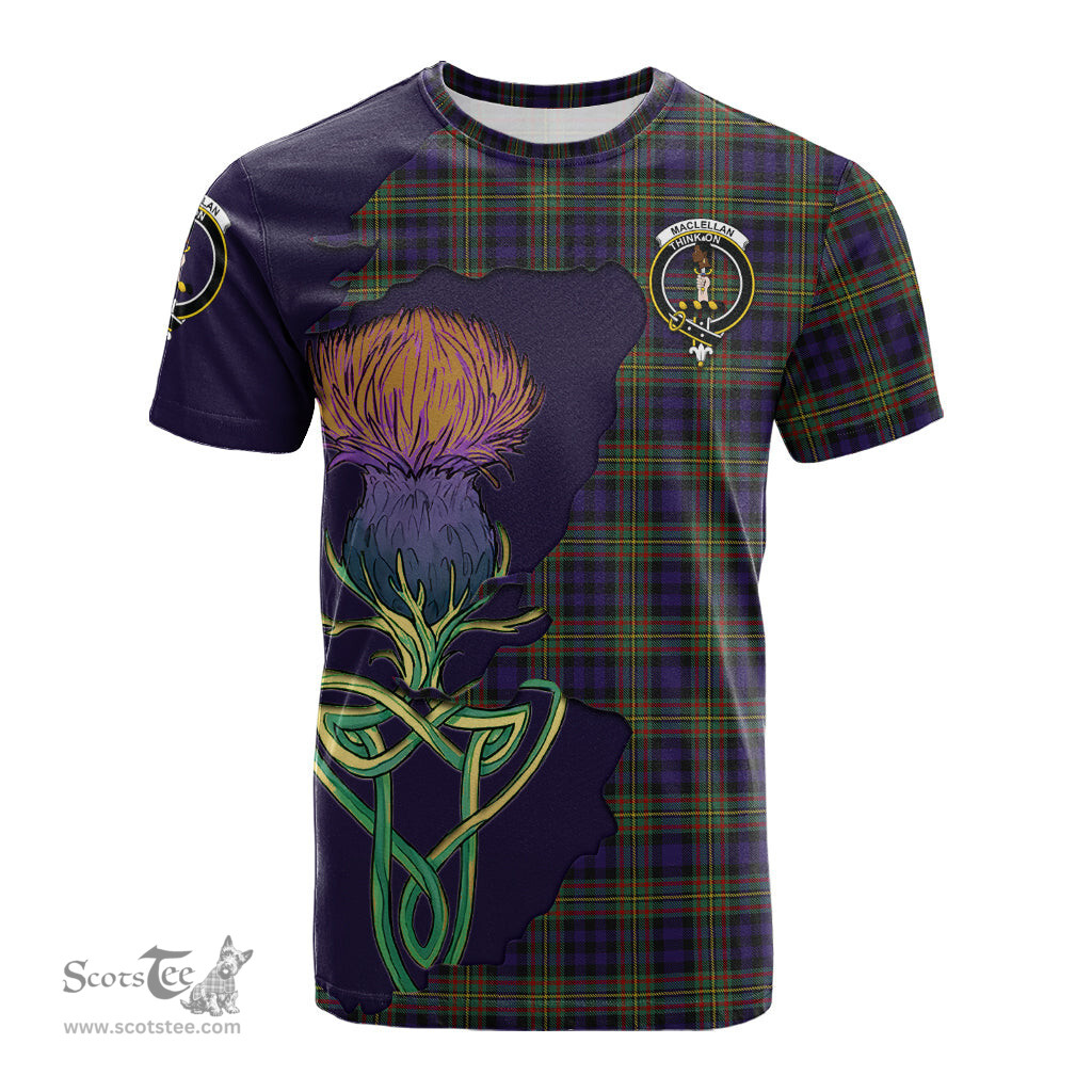 Scottish MacLellan Clan Tartan with Thistle and Scotland Map Tartan Plaid T Shirt Scottish Plaid Tartan Plaid - ScotsTee - scotstee.com