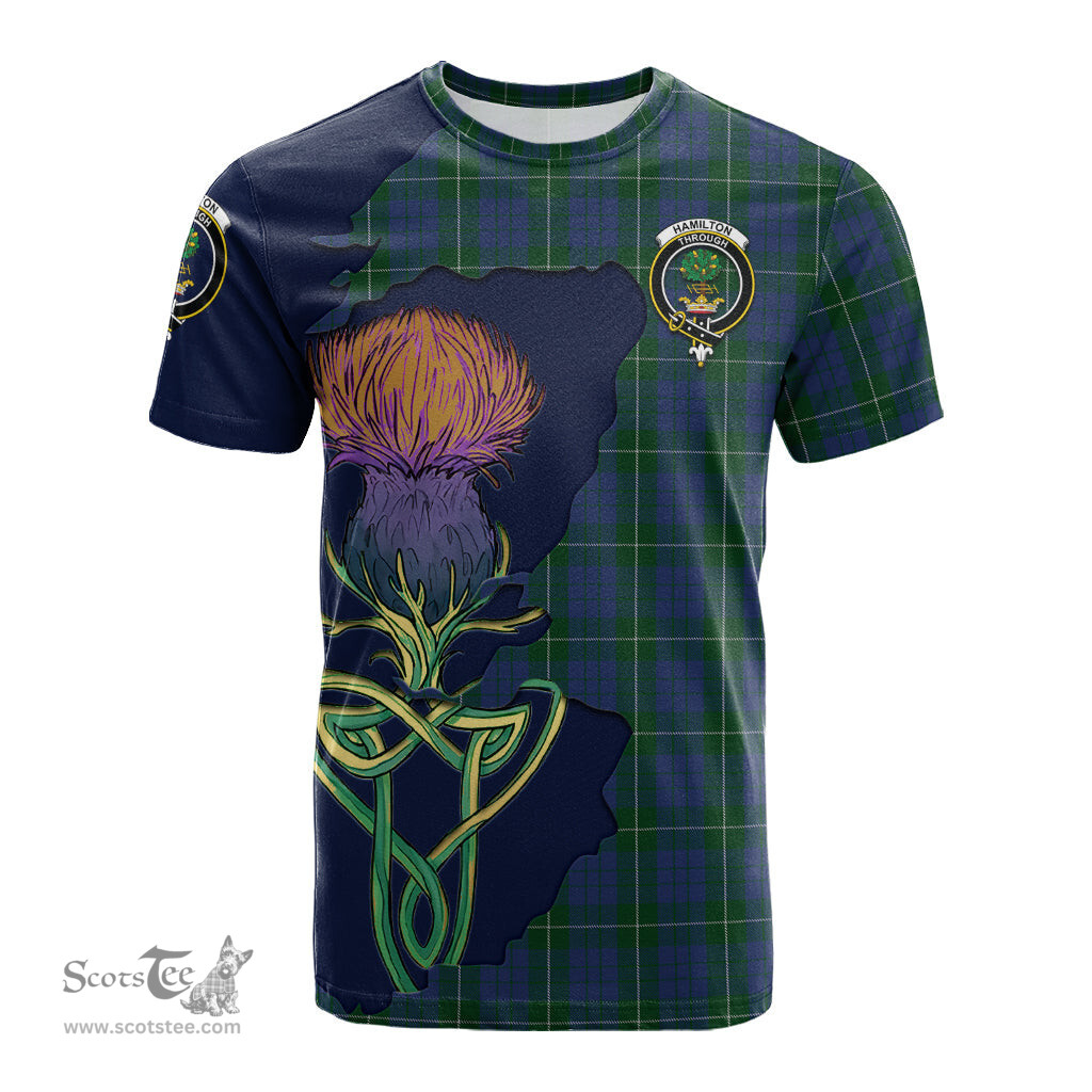 Scottish Hamilton Hunting Clan Tartan with Thistle and Scotland Map Tartan Plaid T Shirt Scottish Plaid Tartan Plaid - ScotsTee - scotstee.com