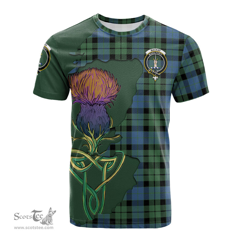 Scottish MacKay Ancient Clan Tartan with Thistle and Scotland Map Tartan Plaid T Shirt Scottish Plaid Tartan Plaid - ScotsTee - scotstee.com