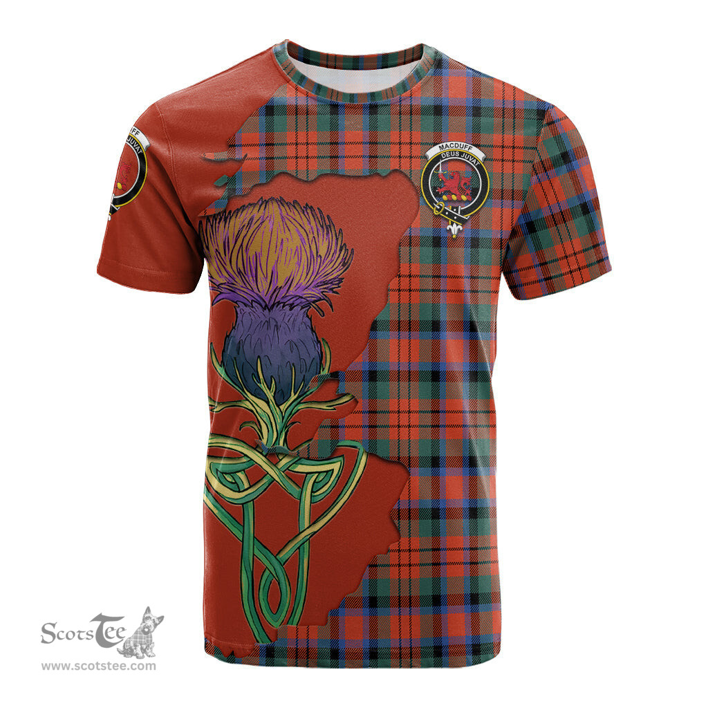 Scottish MacDuff Ancient Clan Tartan with Thistle and Scotland Map Tartan Plaid T Shirt Scottish Plaid Tartan Plaid - ScotsTee - scotstee.com