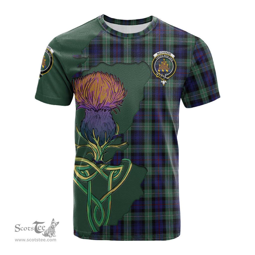 Scottish MacKenzie Hunting Green Clan Tartan with Thistle and Scotland Map Tartan Plaid T Shirt Scottish Plaid Tartan Plaid - ScotsTee - scotstee.com