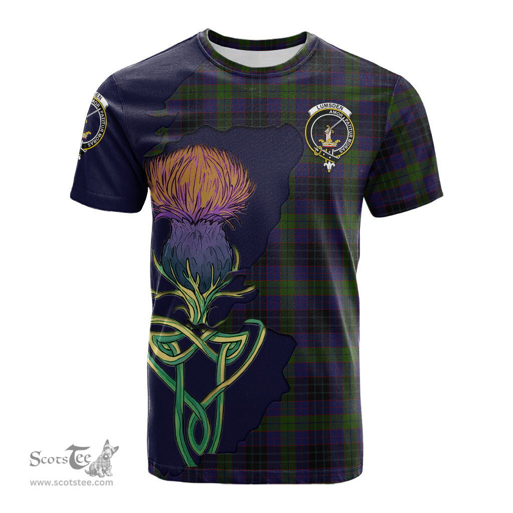 Scottish Lumsden Hunting Clan Tartan with Thistle and Scotland Map Tartan Plaid T Shirt Scottish Plaid Tartan Plaid - ScotsTee - scotstee.com