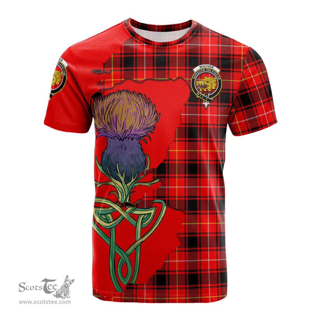 Scottish MacIver Modern Clan Tartan with Thistle and Scotland Map Tartan Plaid T Shirt Scottish Plaid Tartan Plaid - ScotsTee - scotstee.com