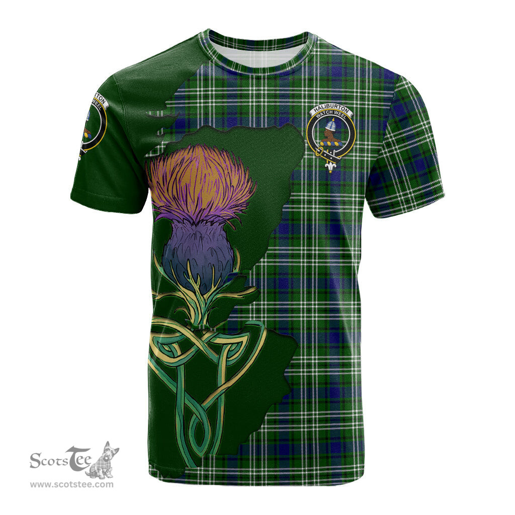 Scottish Haliburton Clan Tartan with Thistle and Scotland Map Tartan Plaid T Shirt Scottish Plaid Tartan Plaid - ScotsTee - scotstee.com