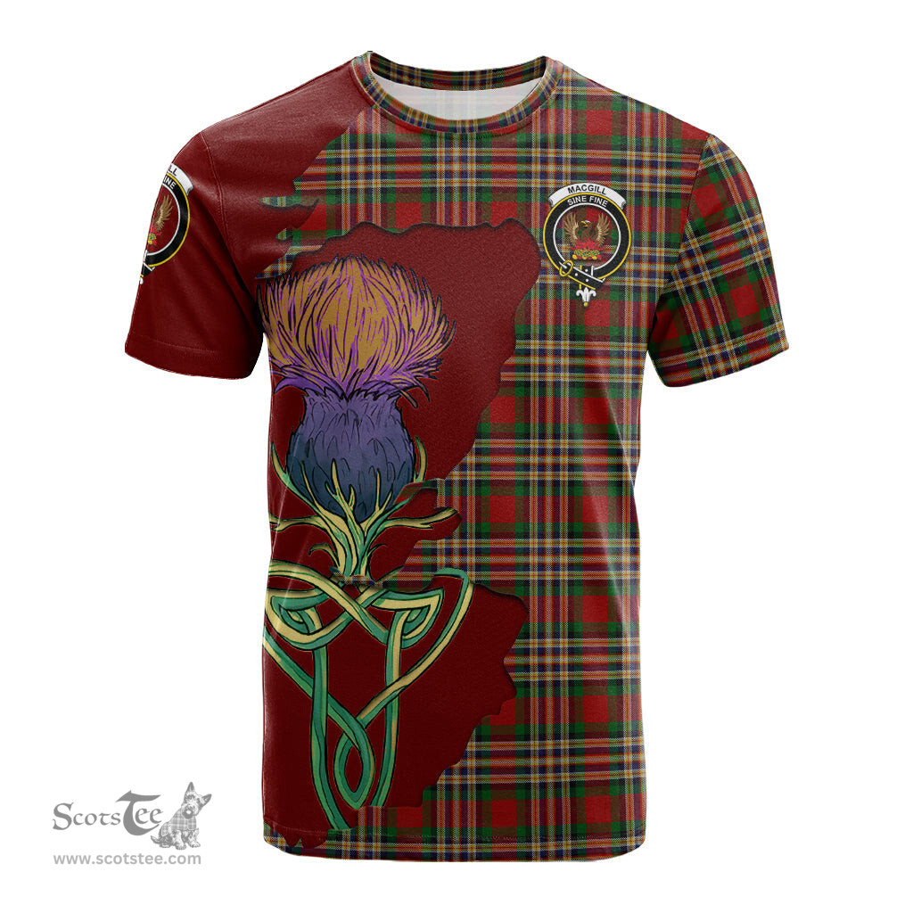 Scottish MacGill Clan Tartan with Thistle and Scotland Map Tartan Plaid T Shirt Scottish Plaid Tartan Plaid - ScotsTee - scotstee.com