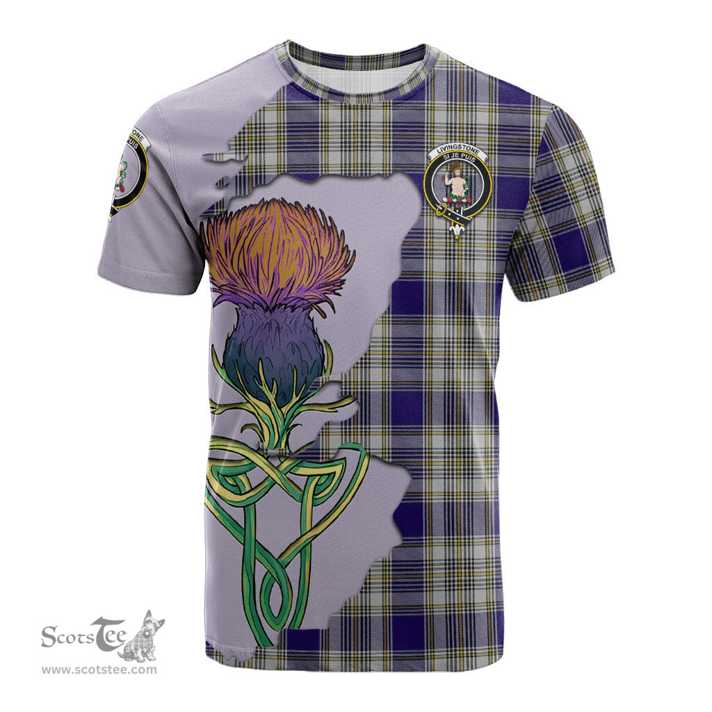 Scottish Livingston Dress Clan Tartan with Thistle and Scotland Map Tartan Plaid T Shirt Scottish Plaid Tartan Plaid - ScotsTee - scotstee.com