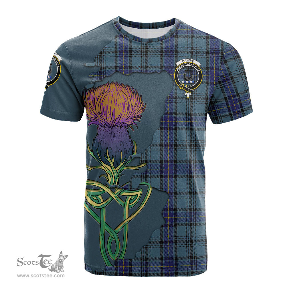 Scottish Hannay Blue Clan Tartan with Thistle and Scotland Map Tartan Plaid T Shirt Scottish Plaid Tartan Plaid - ScotsTee - scotstee.com