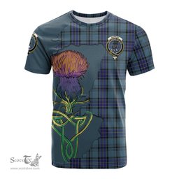 Scottish Hannay Blue Clan Tartan with Thistle and Scotland Map Tartan Plaid T Shirt Scottish Plaid Tartan Plaid - ScotsTee - scotstee.com