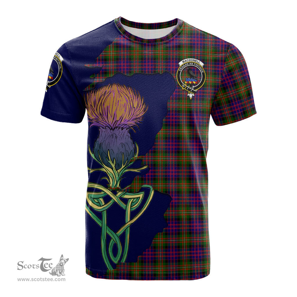 Scottish MacDonell of Glengarry Modern Clan Tartan with Thistle and Scotland Map Tartan Plaid T Shirt Scottish Plaid Tartan Plaid - ScotsTee - scotstee.com